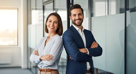 Confident professionals in a leadership setting