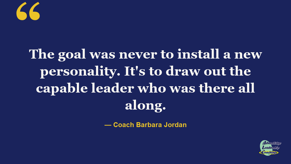 Pull quote on one-on-one leadership coaching: draw out the capable leader who was there all along.